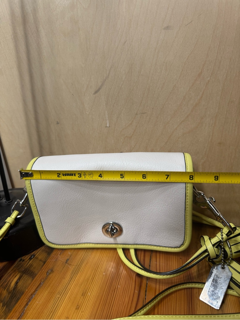 Coach White and Yellow Leather Crossbody with Tassel - Picture 12 of 14
